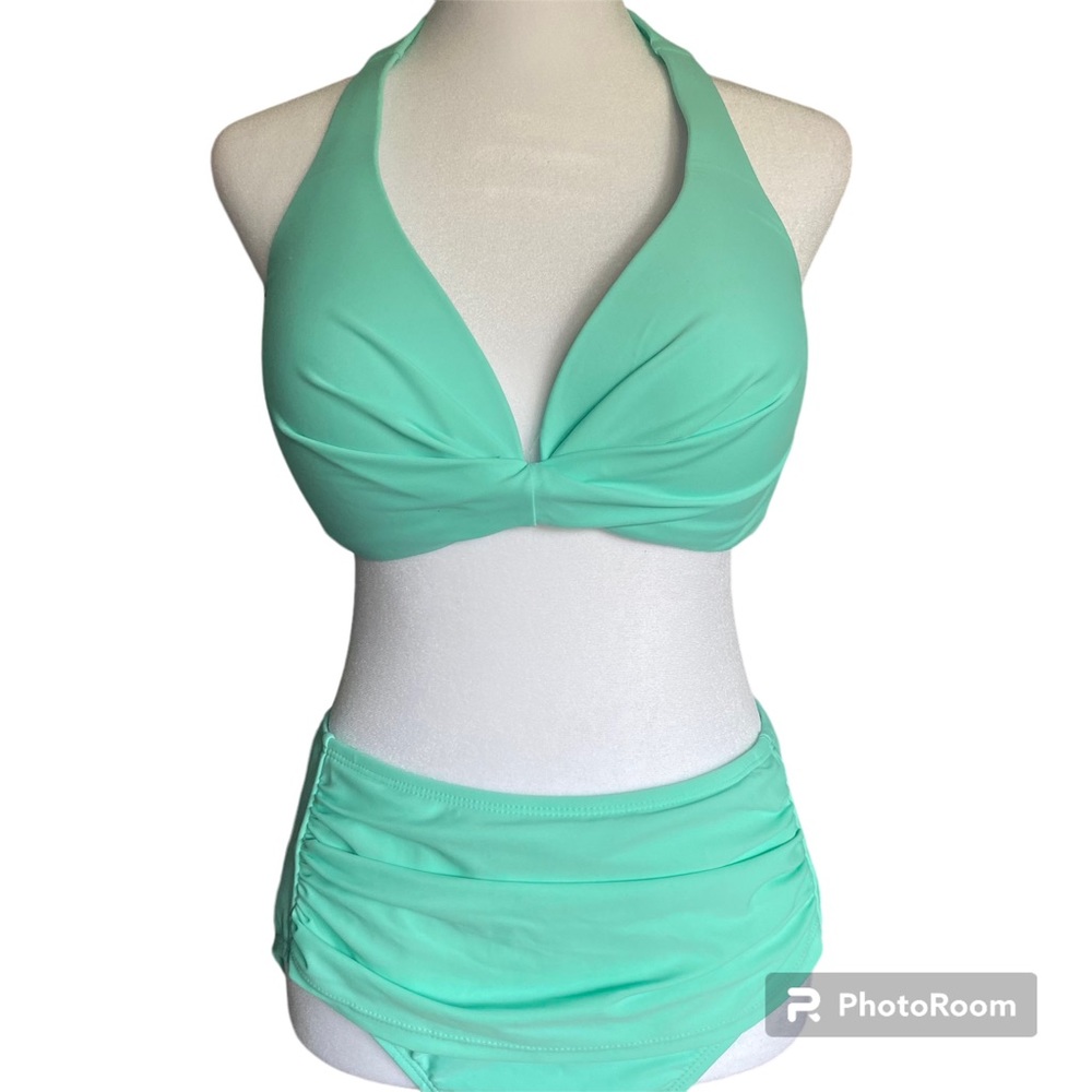 Turquoise Swimsuit Two Piece Retro